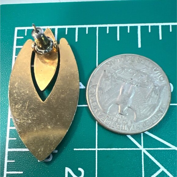 Vtg Swirled Red Enamel Gold-tone  Kinetic Earrings for Pierced Ears Statement - Picture 3 of 5